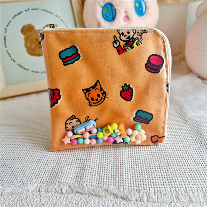 Novčanik za kovanice, digitalni otisak na pamukovoj tkanini, dizajn likova, street stil, podstava od pamuka, za žene