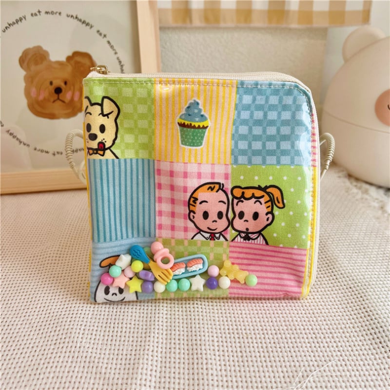 Novčanik za kovanice, digitalni otisak na pamukovoj tkanini, dizajn likova, street stil, podstava od pamuka, za žene