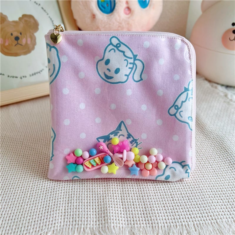 Novčanik za kovanice, digitalni otisak na pamukovoj tkanini, dizajn likova, street stil, podstava od pamuka, za žene