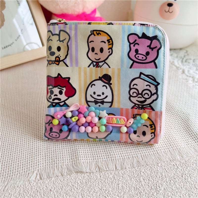 Novčanik za kovanice, digitalni otisak na pamukovoj tkanini, dizajn likova, street stil, podstava od pamuka, za žene