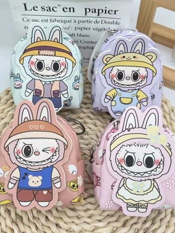 Kulcstartó táska karikatúra mintával, PU anyagból, 1 rekeszű pénztárca, ultra könnyű és bővíthető, fülhallgató és aprópénz rendező