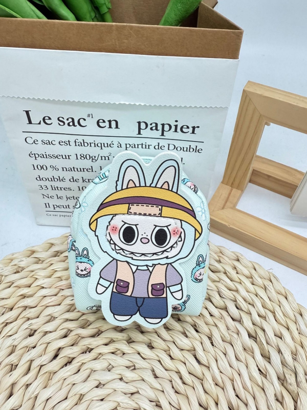 Kulcstartó táska karikatúra mintával, PU anyagból, 1 rekeszű pénztárca, ultra könnyű és bővíthető, fülhallgató és aprópénz rendező