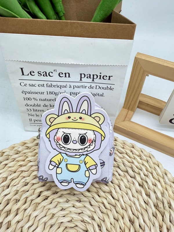 Kulcstartó táska karikatúra mintával, PU anyagból, 1 rekeszű pénztárca, ultra könnyű és bővíthető, fülhallgató és aprópénz rendező