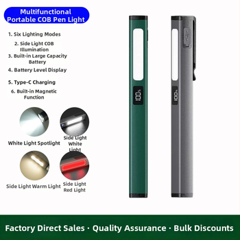 LED pieštuko formos žibintas, įkraunamas, magnetinis, atsparus kritimui, tinkamas stovyklavimui ir automobilio patikrai (3W, 120lm, 400mAh, Type-C įkrovimas)