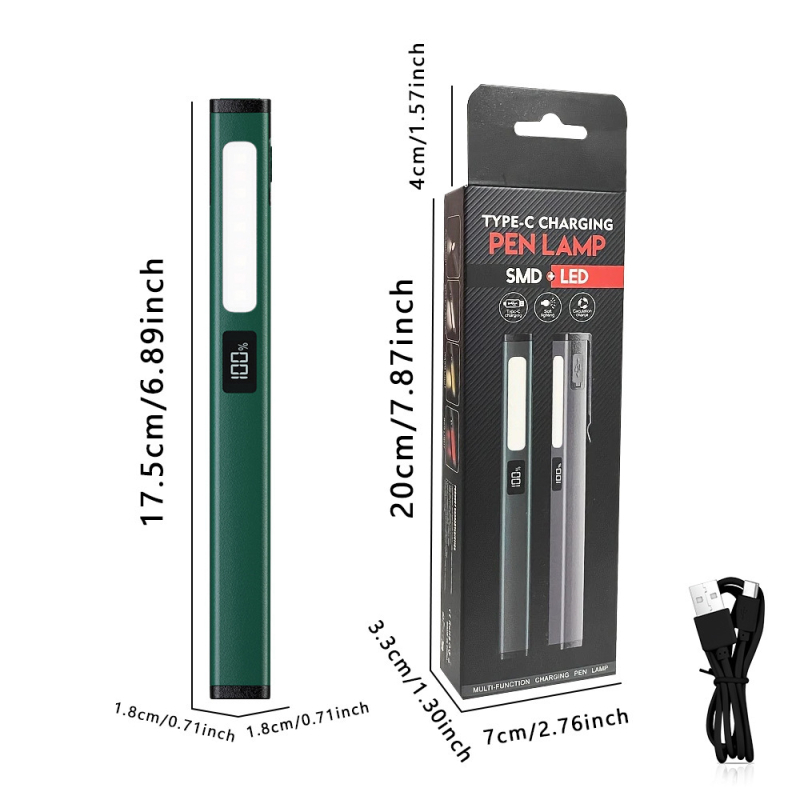 LED toll formájú zseblámpa, újratölthető, mágneses, ütésálló, kemping és autóellenőrzéshez (3W, 120lm, 400mAh, Type-C töltés)