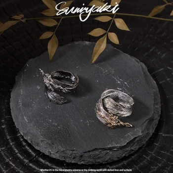 Prsteň - Feather Series, Liquid Metal, Unisex, Electroplated, Retro štýl