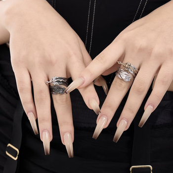 Prsteň - Feather Series, Liquid Metal, Unisex, Electroplated, Retro štýl