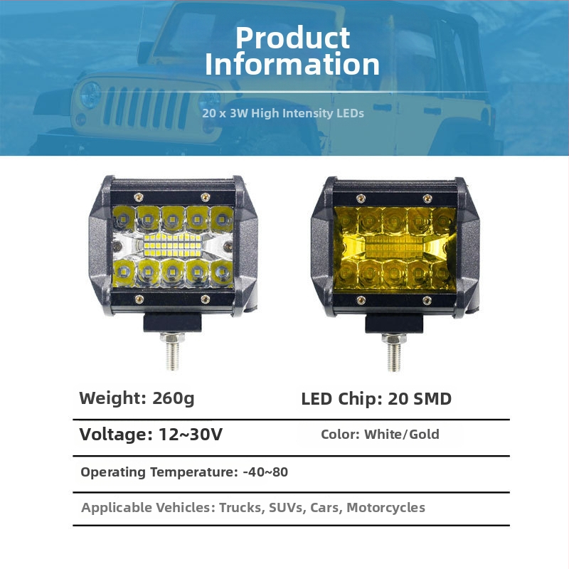 LED radna svjetiljka za auto Work022, 12V, 5000 lm, plastično kućište