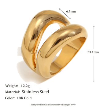 MengJIA inel din oțel inoxidabil — design minimalist geometric, formă de buze, pentru femei