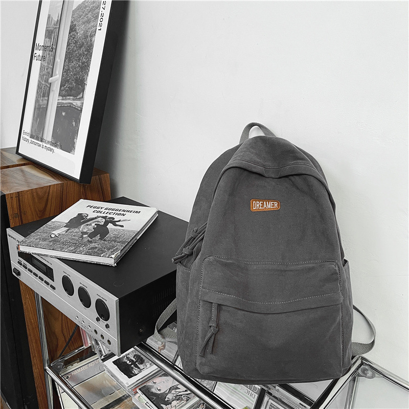 Rucsac din pânză pentru studenți, stil japonez, design simplu, capacitate sub 20 L, căptușeală poliester, potrivit pentru călătorii de relaxare