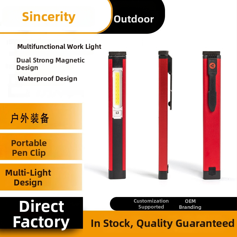 COB darbo šviesa, USB įkrovimas, su pieštuko klipu, 10W LED, 1200mAh baterija, magnetinis automobilio laikiklis