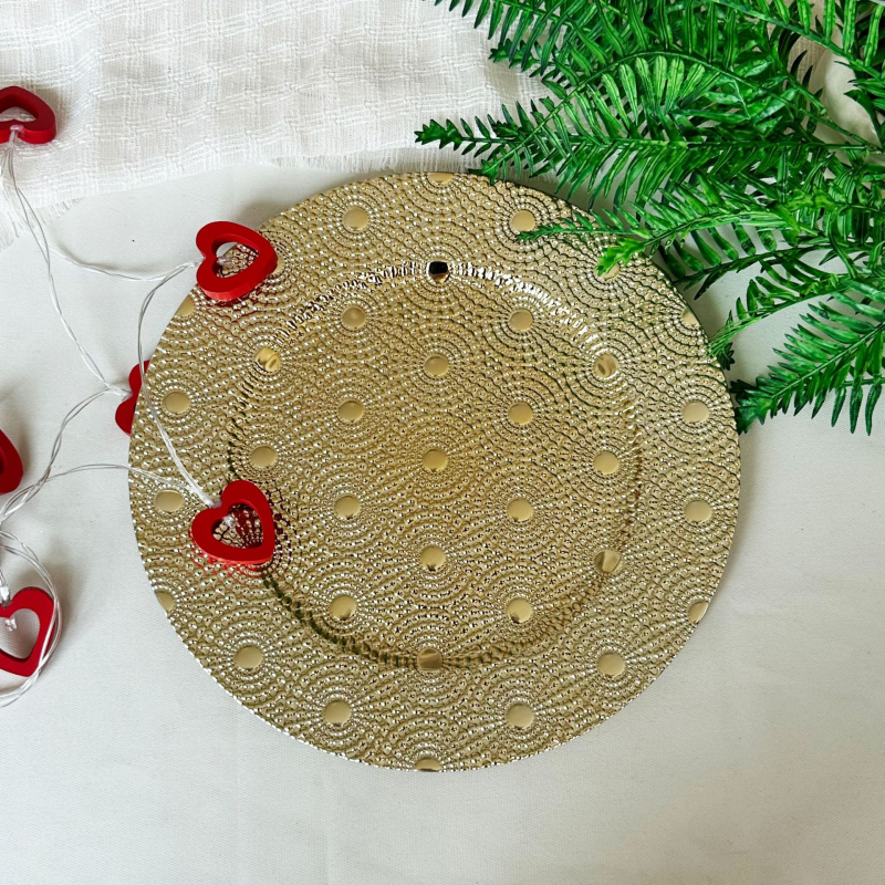 Farfurie de prezentare circulară din plastic, cu finisaj electroplatinat, imprimare logo personalizabilă, modele variate