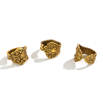 Set de inele din aliaj cu motive etnice, gravuri florale și geometrice, placare electrolităică, inele deschise, stil retro