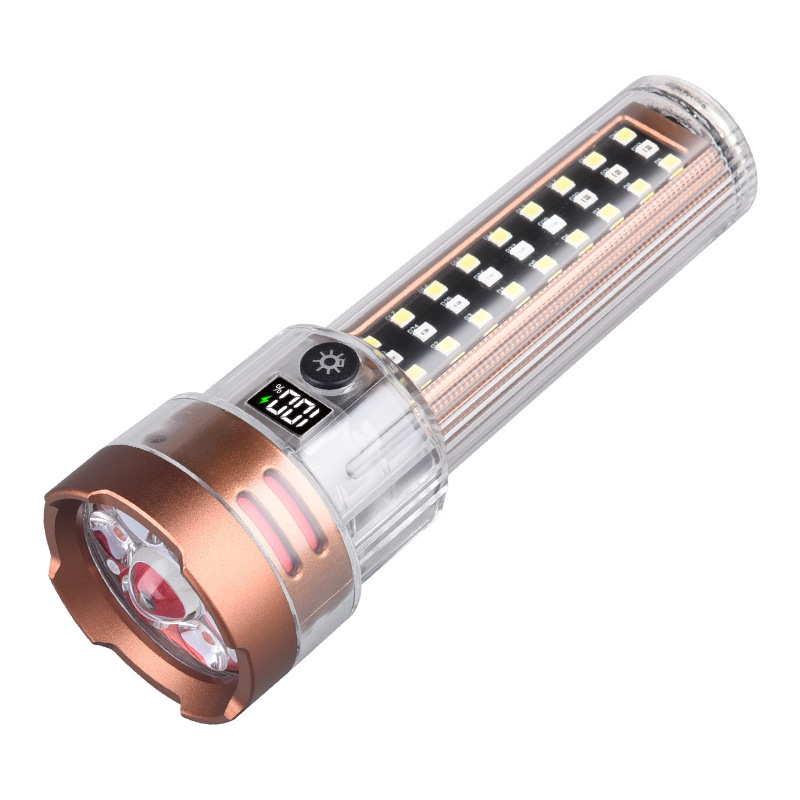 Lanternă LED externă multifuncțională cu iluminare puternică, baterie reîncărcabilă de 2000 mAh, corp din aliaj de aluminiu, rază de până la 500 m, alimentare manuală