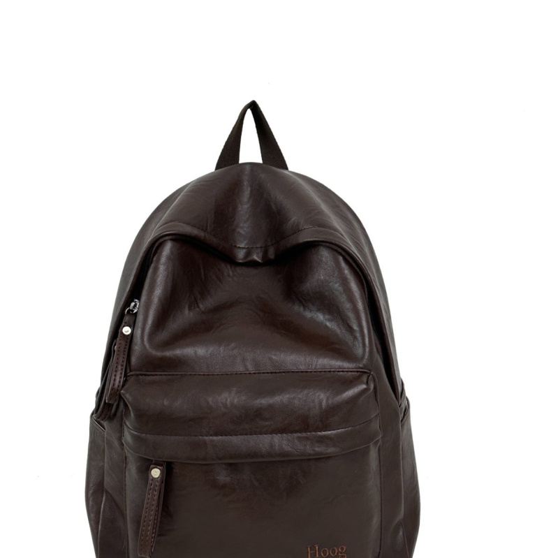 Rucsac PU cu compartiment pentru laptop, stil retro preppy european-american, închidere cu fermoar, rezistență la uzură pentru călătorii de afaceri