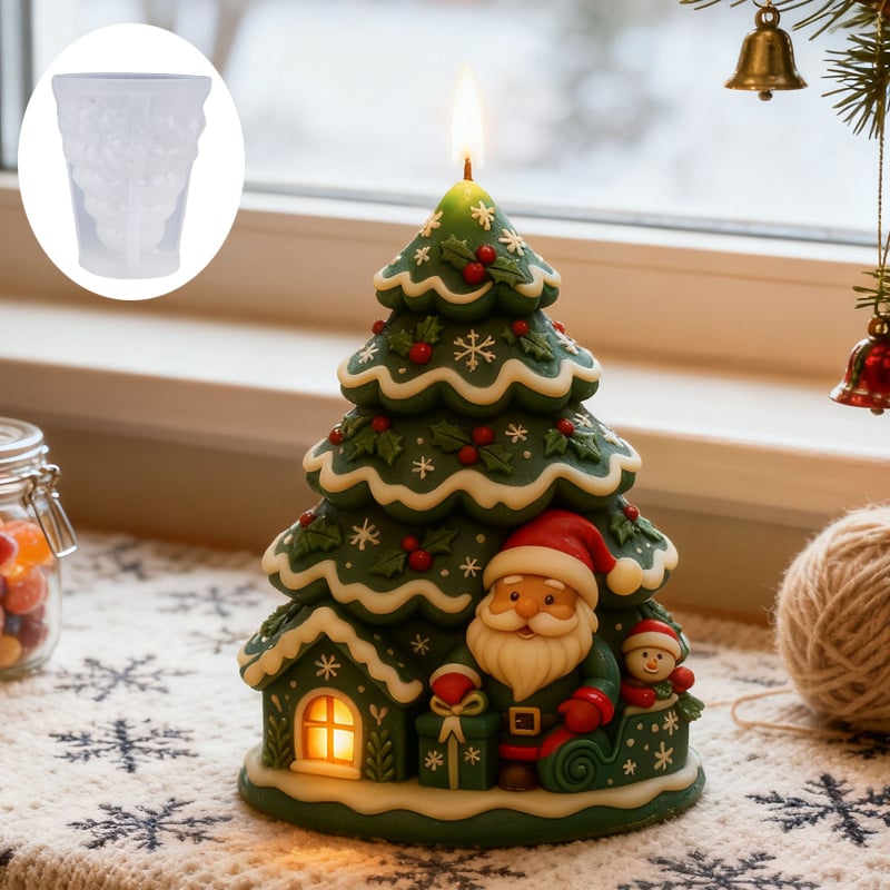 Силиконова форма за коледно дърво – за свещи и DIY гипс, нерегулярна форма, хранителен силикон, стил модерна простота