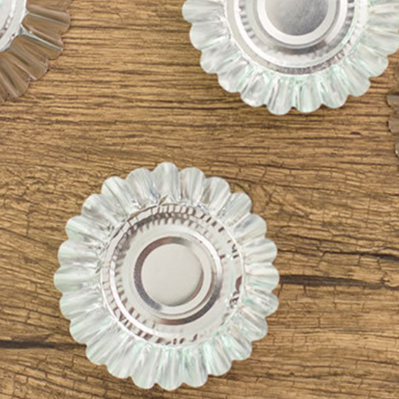 Formă de tartă din folie de aluminiu, rotundă, cu model floral, pentru coacere, pachet 50 buc