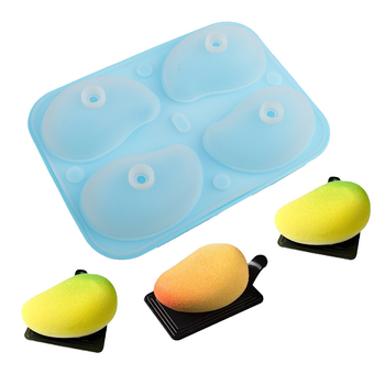 Formă din silicon cu patru secțiuni, 3D mango pentru mousse și budincă, rezistentă la temperaturi de -40°C până la 230°C