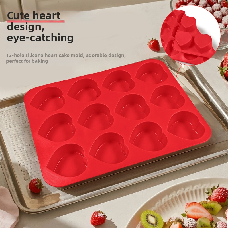 Silikónová forma na pečenie so srdcovým tvarom, nelepivá, moderný minimalistický štýl