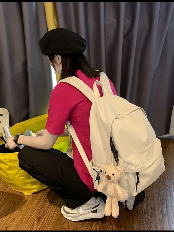 Egyszínű koreai stílusú, egyszerű hátizsák diákoknak, nylonból, kapacitás 20–35 l, kopásálló, 15 hüvelykes laptopnak megfelelő, iskola és utazás.