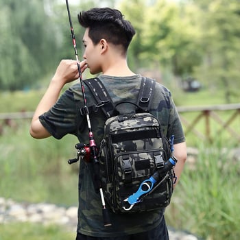 Unisex sportski ruksak s crossbody i dvostrukim ramenskim remenima, poliester, pogodan za planinarenje, kampiranje i ribolov