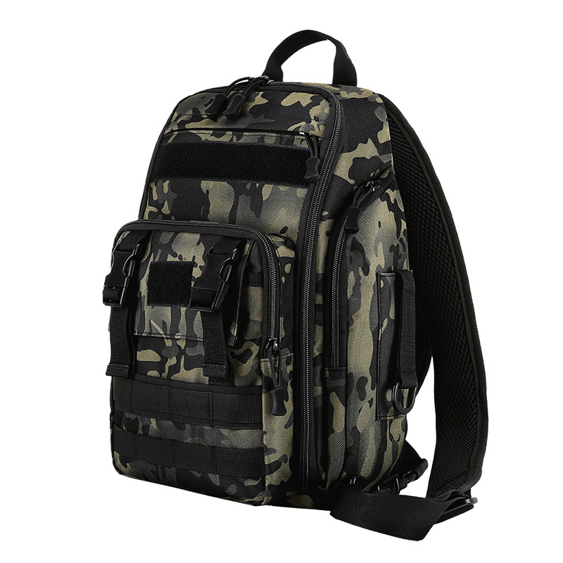 Unisex sportski ruksak s crossbody i dvostrukim ramenskim remenima, poliester, pogodan za planinarenje, kampiranje i ribolov