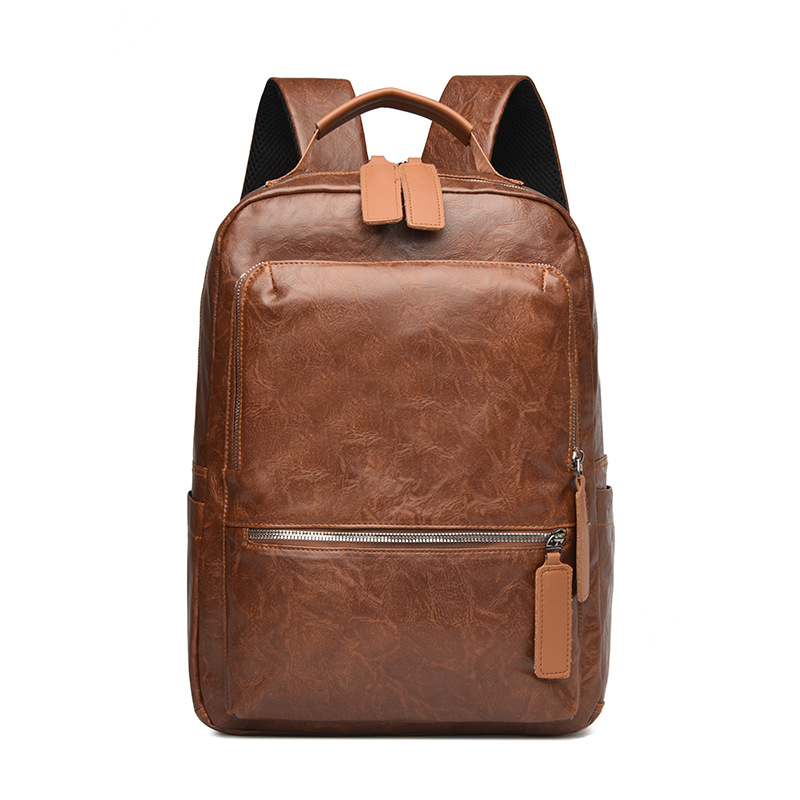 Pánsky PU batoh na 15-palcový notebook, objem 20–35L, mestský minimalistický dizajn, zakrivené ramenné popruhy