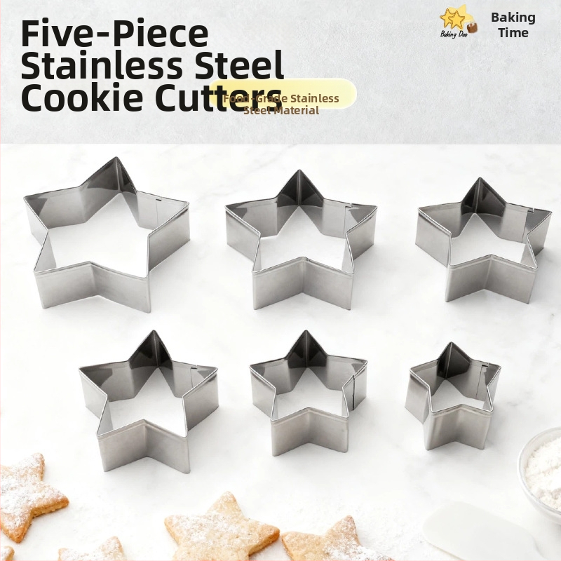 5gab. zvaigznīšu formiņu komplekts no nerūsējošā tērauda, mājas cepšanai