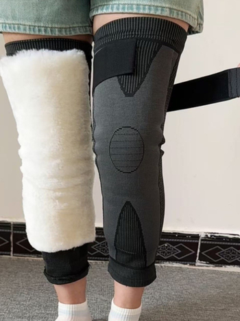Vuneni koljeni štitnici s kaišima, debeli i produženi, unisex, za zagrijavanje nogu