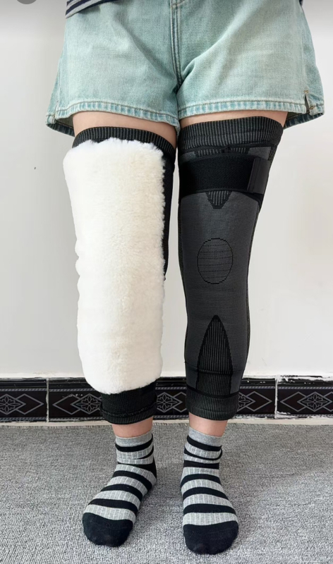 Vuneni koljeni štitnici s kaišima, debeli i produženi, unisex, za zagrijavanje nogu