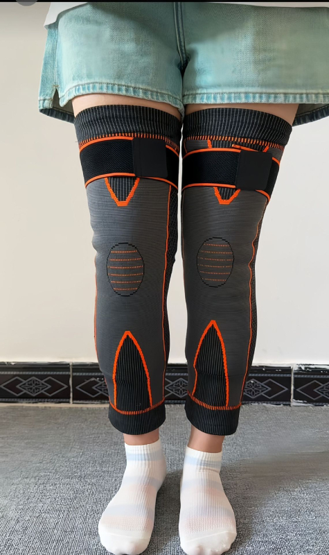 Vuneni koljeni štitnici s kaišima, debeli i produženi, unisex, za zagrijavanje nogu