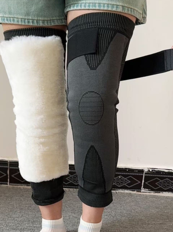 Vuneni koljeni štitnici s kaišima, debeli i produženi, unisex, za zagrijavanje nogu