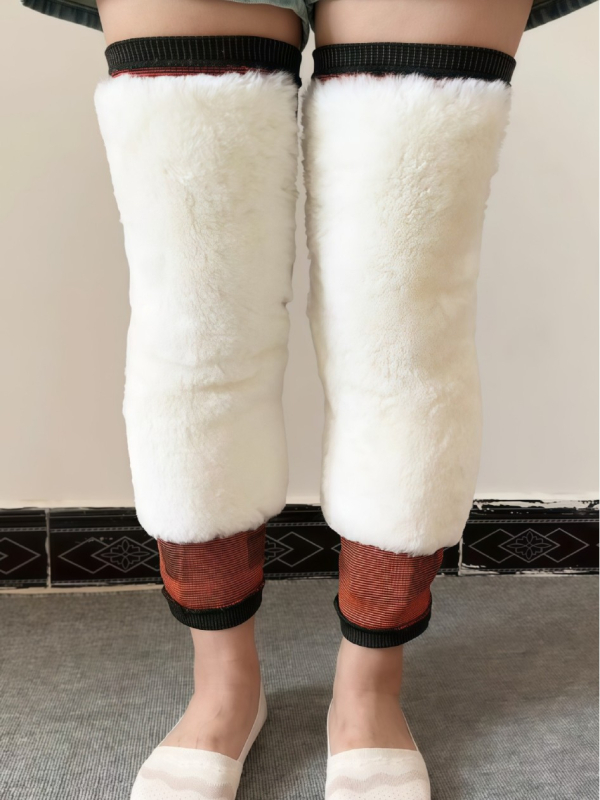 Vuneni koljeni štitnici s kaišima, debeli i produženi, unisex, za zagrijavanje nogu