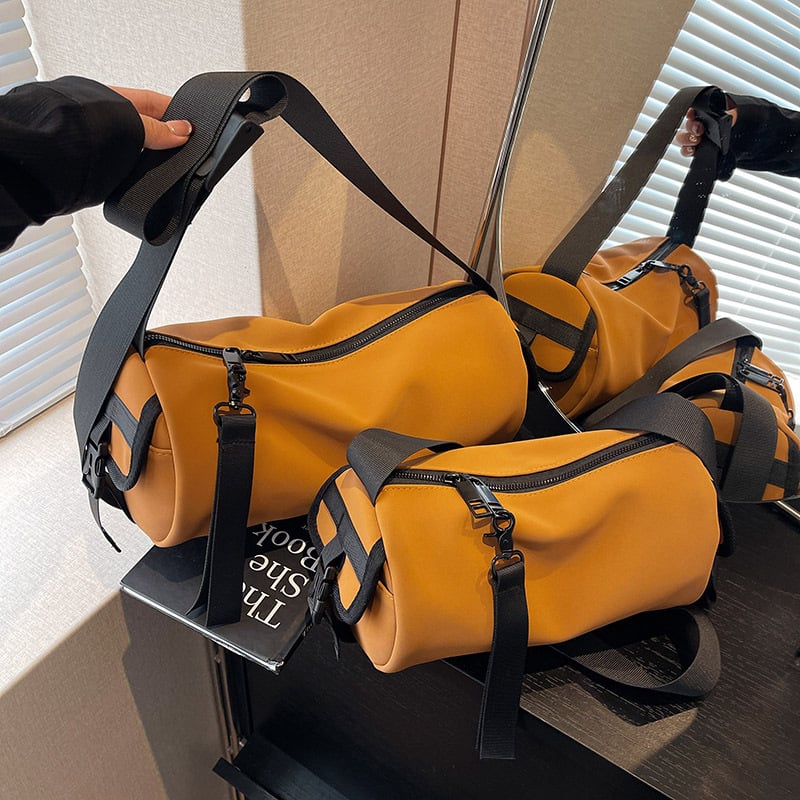 Crossbody torba cilindričnog oblika od Oxford platna, zatvarač, unutarnja džep sa zatvaračem