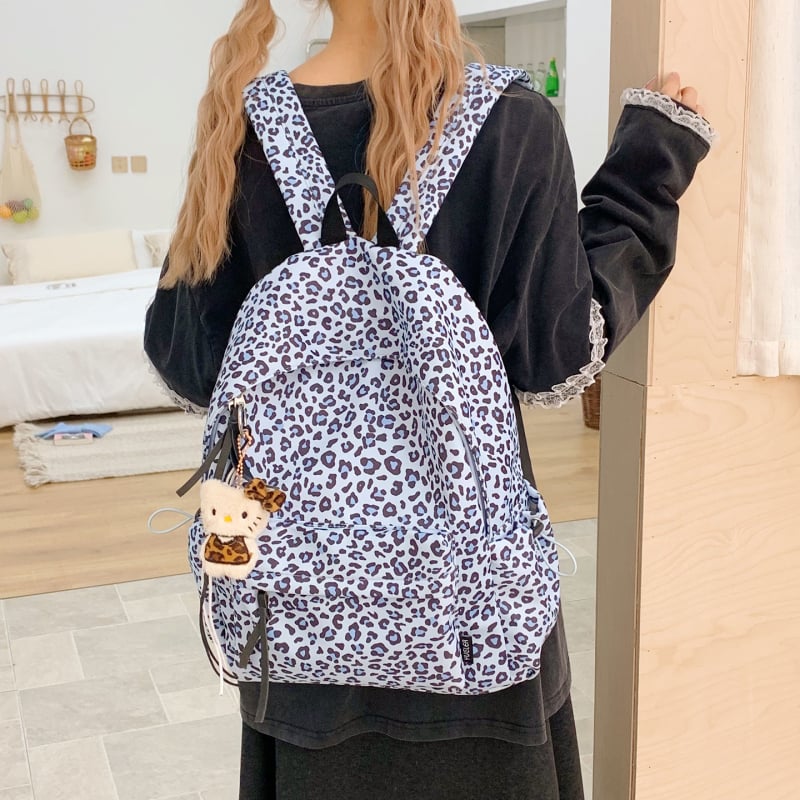 Leopard mintás iskolatáska campus stílusban, nagy kapacitású, modern és sokoldalú a tanuláshoz