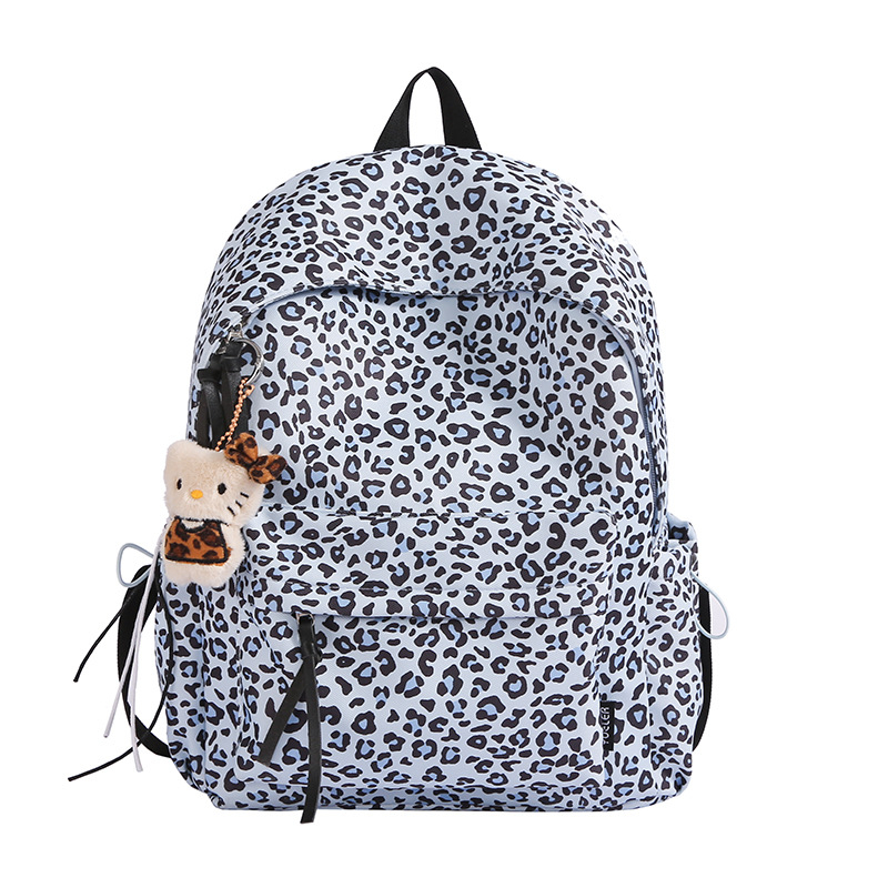 Leopard mintás iskolatáska campus stílusban, nagy kapacitású, modern és sokoldalú a tanuláshoz