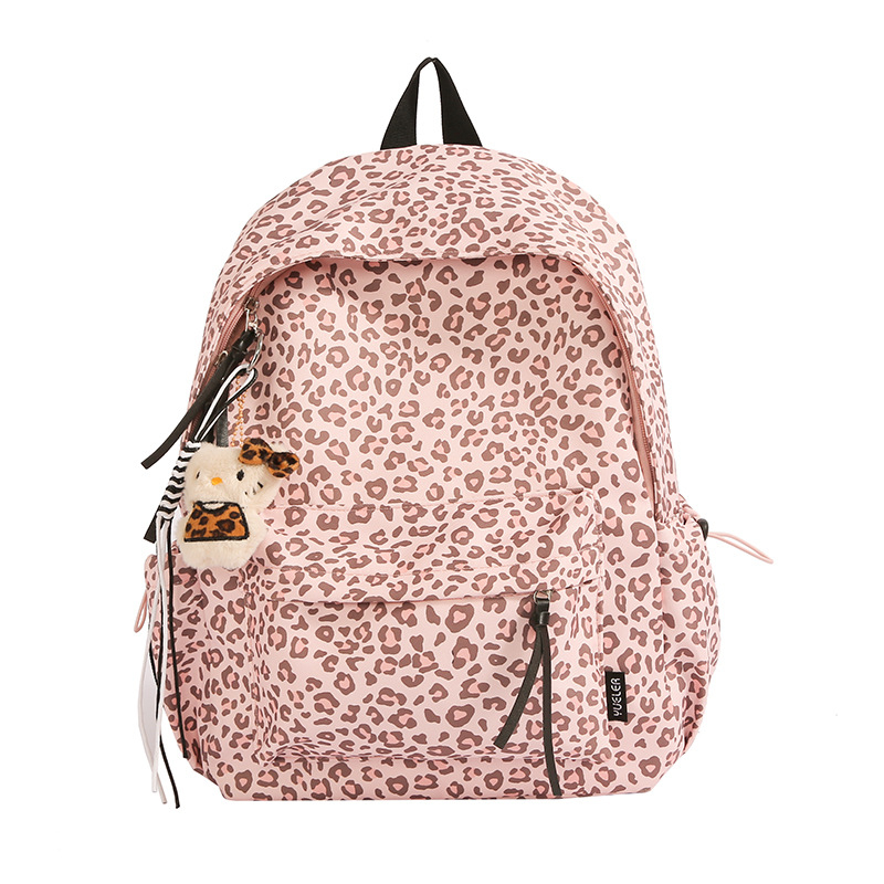 Leopard mintás iskolatáska campus stílusban, nagy kapacitású, modern és sokoldalú a tanuláshoz