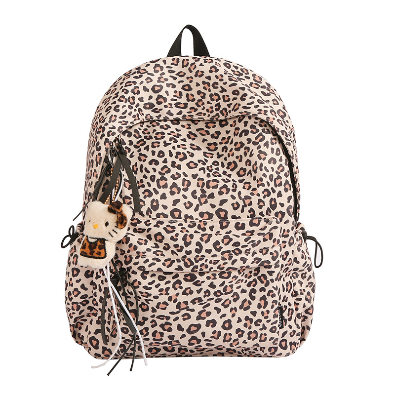 Leopard mintás iskolatáska campus stílusban, nagy kapacitású, modern és sokoldalú a tanuláshoz