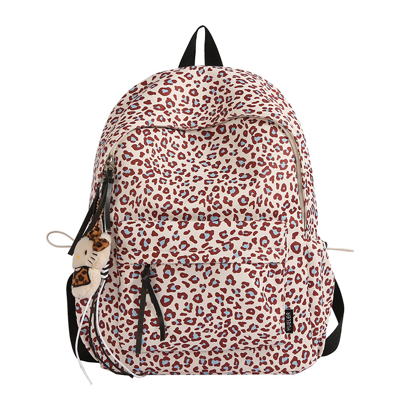 Leopard mintás iskolatáska campus stílusban, nagy kapacitású, modern és sokoldalú a tanuláshoz