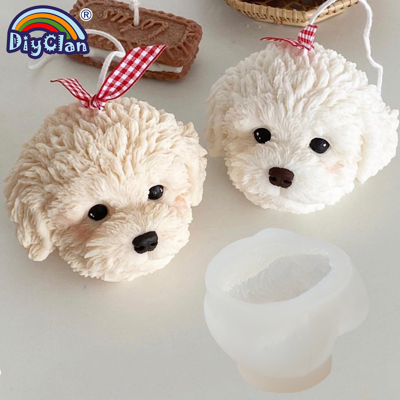 3D silikonska kalupa za glavu Teddy psa – za gips svijeće i pečenje, nepravilni oblik, starinski-retro stil