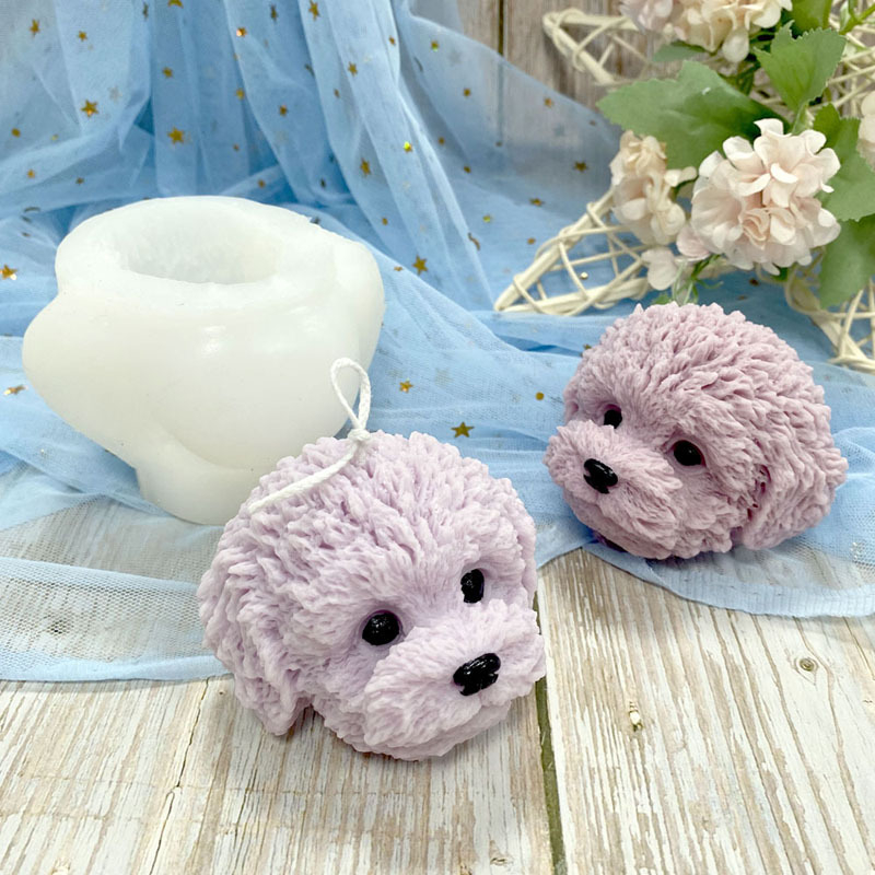 3D silikonska kalupa za glavu Teddy psa – za gips svijeće i pečenje, nepravilni oblik, starinski-retro stil