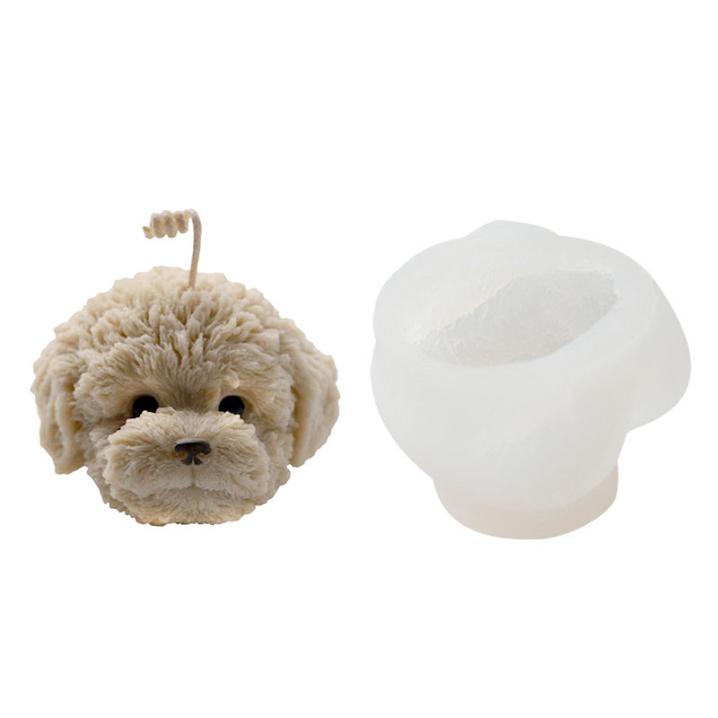 3D silikonska kalupa za glavu Teddy psa – za gips svijeće i pečenje, nepravilni oblik, starinski-retro stil