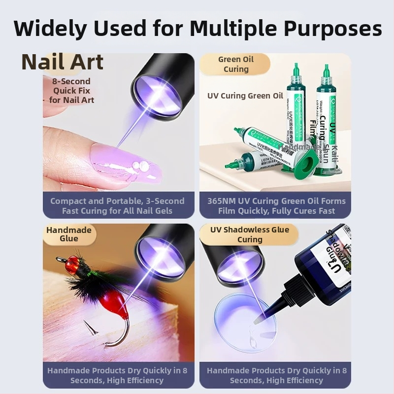 UV lampa na vytvrdzovanie lepidla 365 nm — malé LED svietidlo 5W, dobíjateľná batéria 1200 mAh, prenosné pre každodenné nosenie