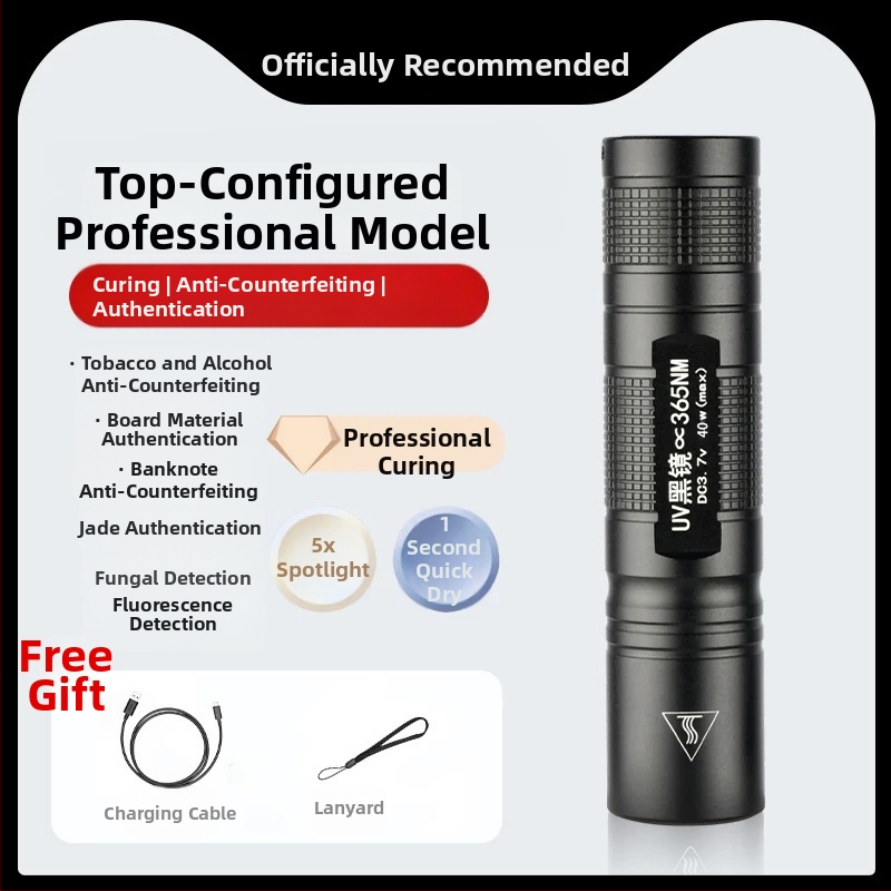 UV lampa na vytvrdzovanie lepidla 365 nm — malé LED svietidlo 5W, dobíjateľná batéria 1200 mAh, prenosné pre každodenné nosenie