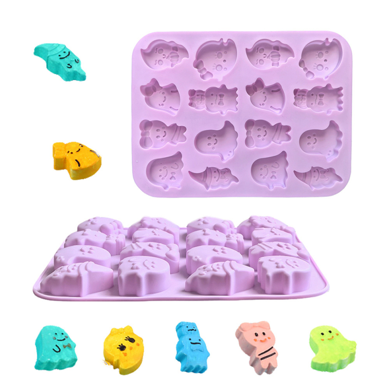 Szilikon mold 16 üreggel, 8 szellem Halloween motívummal – sütéshez, csokoládéhoz és zselékhez