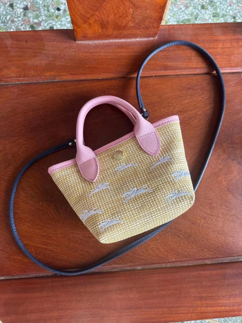 Longxiang új francia stílusú szalma mini táska, kézzel szőtt, váll- vagy crossbody pánttal, hímzett, sokoldalú
