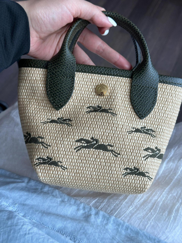 Longxiang új francia stílusú szalma mini táska, kézzel szőtt, váll- vagy crossbody pánttal, hímzett, sokoldalú