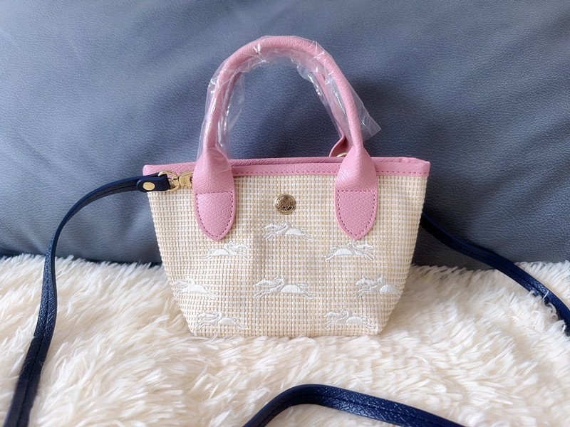 Longxiang új francia stílusú szalma mini táska, kézzel szőtt, váll- vagy crossbody pánttal, hímzett, sokoldalú