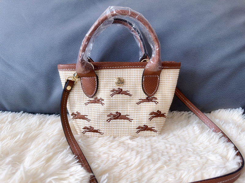 Longxiang új francia stílusú szalma mini táska, kézzel szőtt, váll- vagy crossbody pánttal, hímzett, sokoldalú