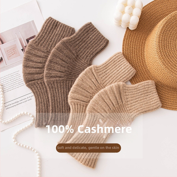 100% kašmírové kolenné podložky pre ochranu proti chladu a teplu, rozšírené hrubšie pletené zakrivené trubkové rebrované kolenné podložky, unisex